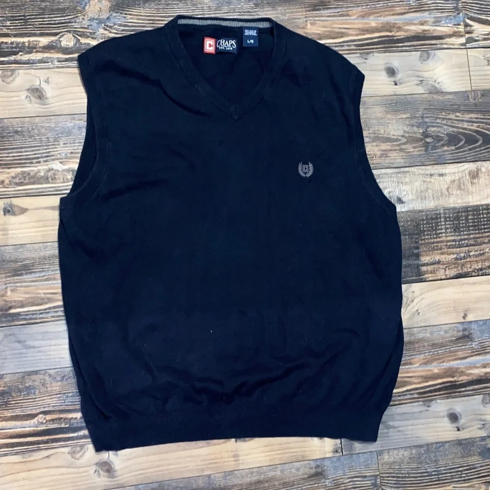 Chaps Men's V-Neck Navy Golf Cotton Sweater Vest